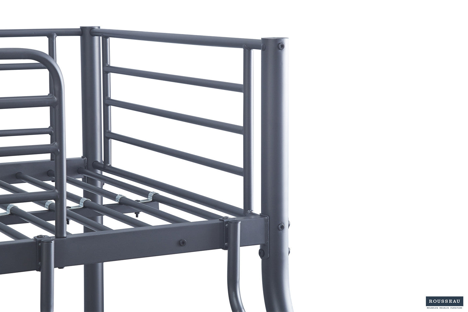 Rousseau - Lit superposé Trio métal 140/90x200 Gris foncé - 158x147,5x210 cm