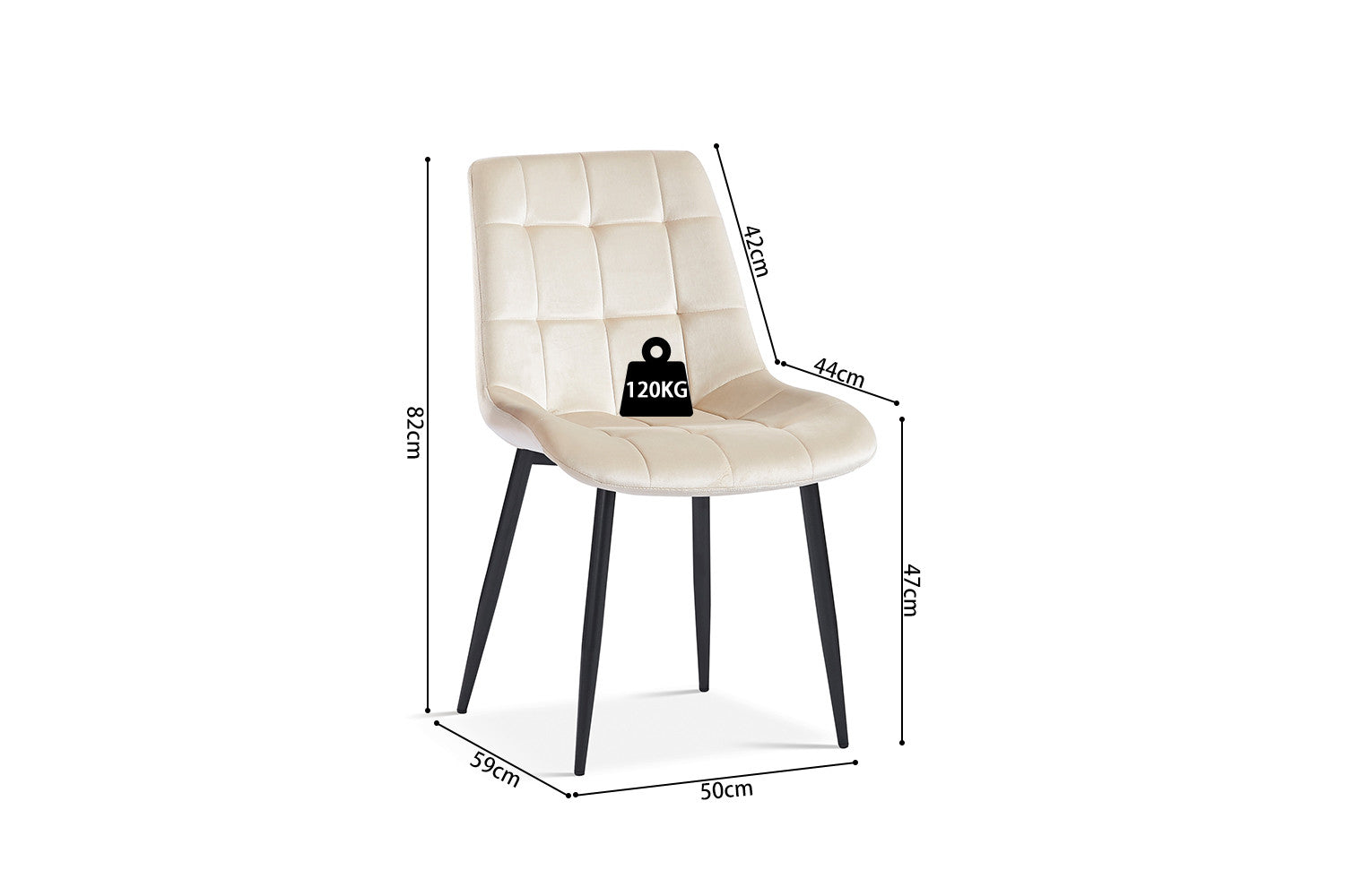 Rousseau - Chaise Juta Velours Beige - 82x50x59 cm