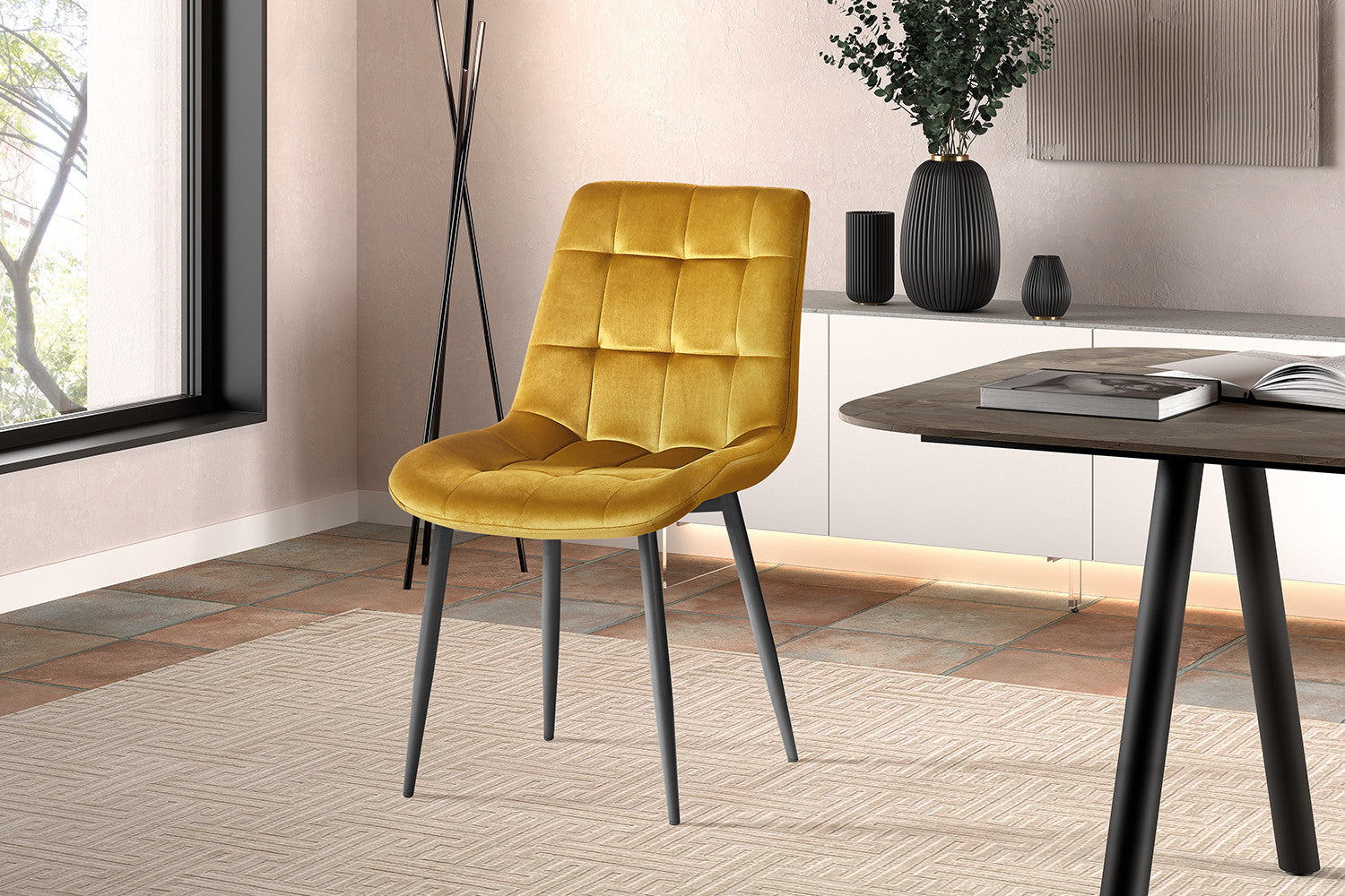 Rousseau - Stoel Juta Fluweel Goud - 82x50x59 cm
