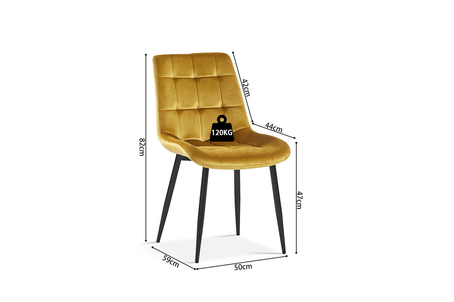Rousseau - Chaise Juta Velours Or - 82x50x59 cm