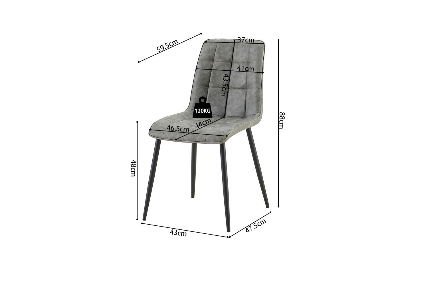 Rousseau - Set van 4 stoelen Furas Vintage PU Grijs - 88x46.5x59.5 cm