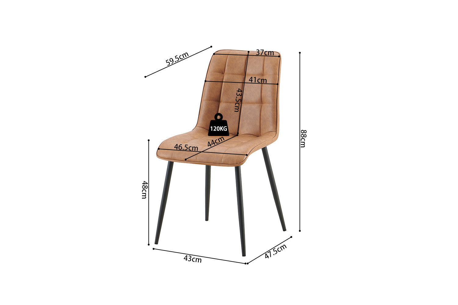Rousseau - Set van 4 stoelen Furas Vintage PU Cognac - 88x46.5x59.5 cm