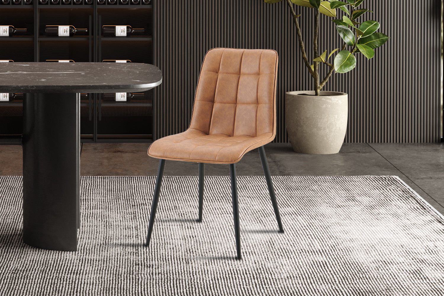 Rousseau - Set van 4 stoelen Furas Vintage PU Cognac - 88x46.5x59.5 cm