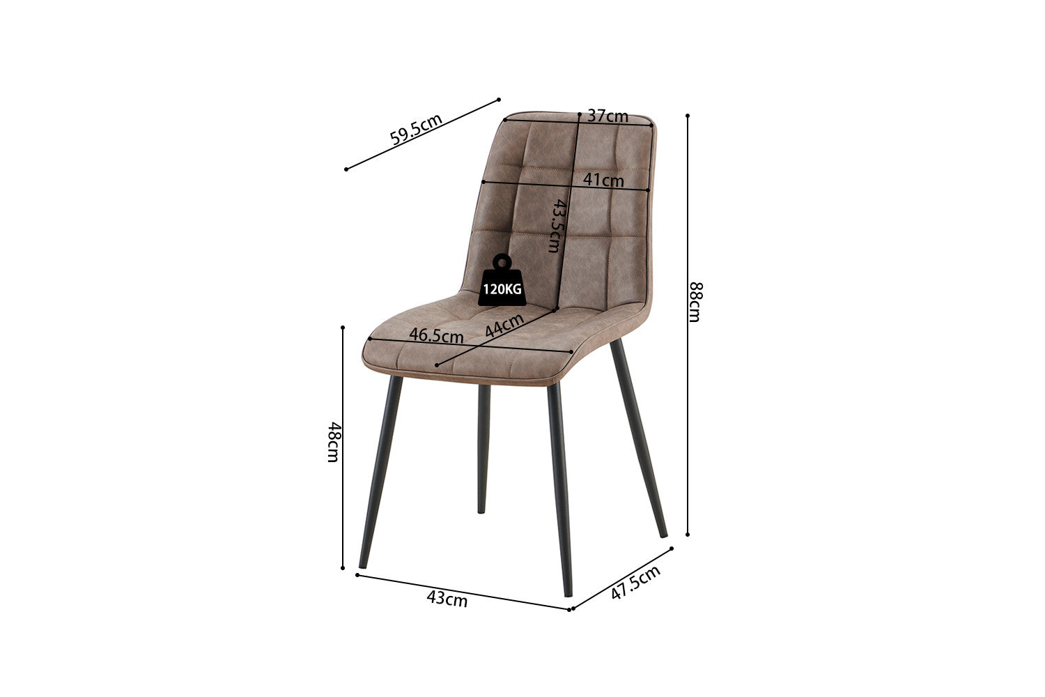 Rousseau - Set van 4 stoelen Furas Vintage PU Bruin - 88x46.5x59.5 cm
