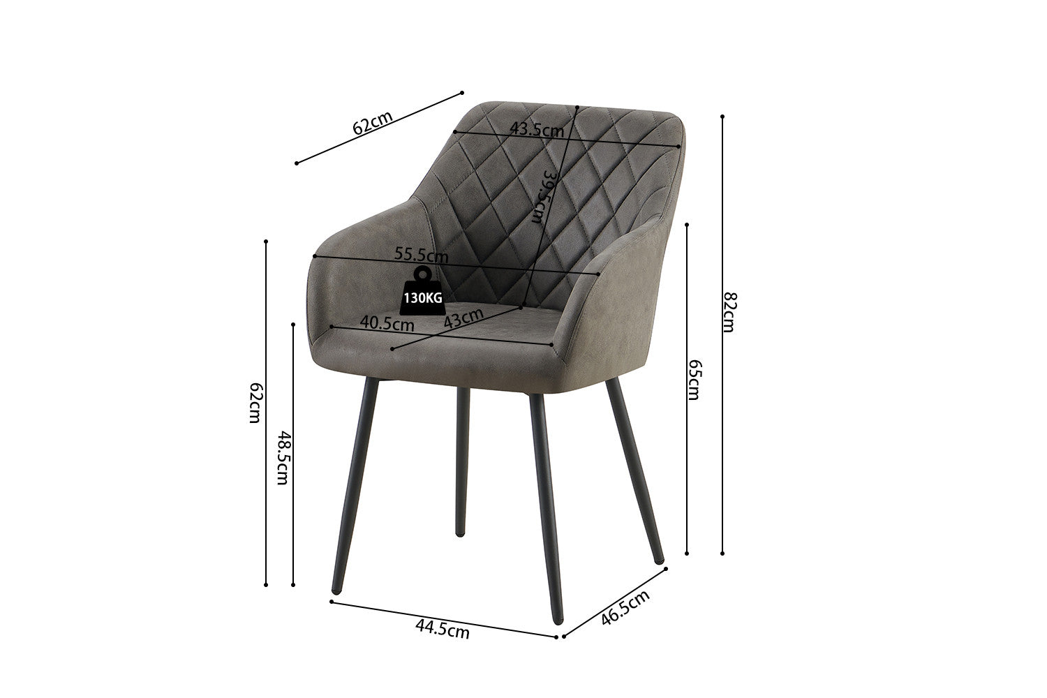 Rousseau - Stoel Peron Micro fiber PU Grijs - 82x55.5x62 cm