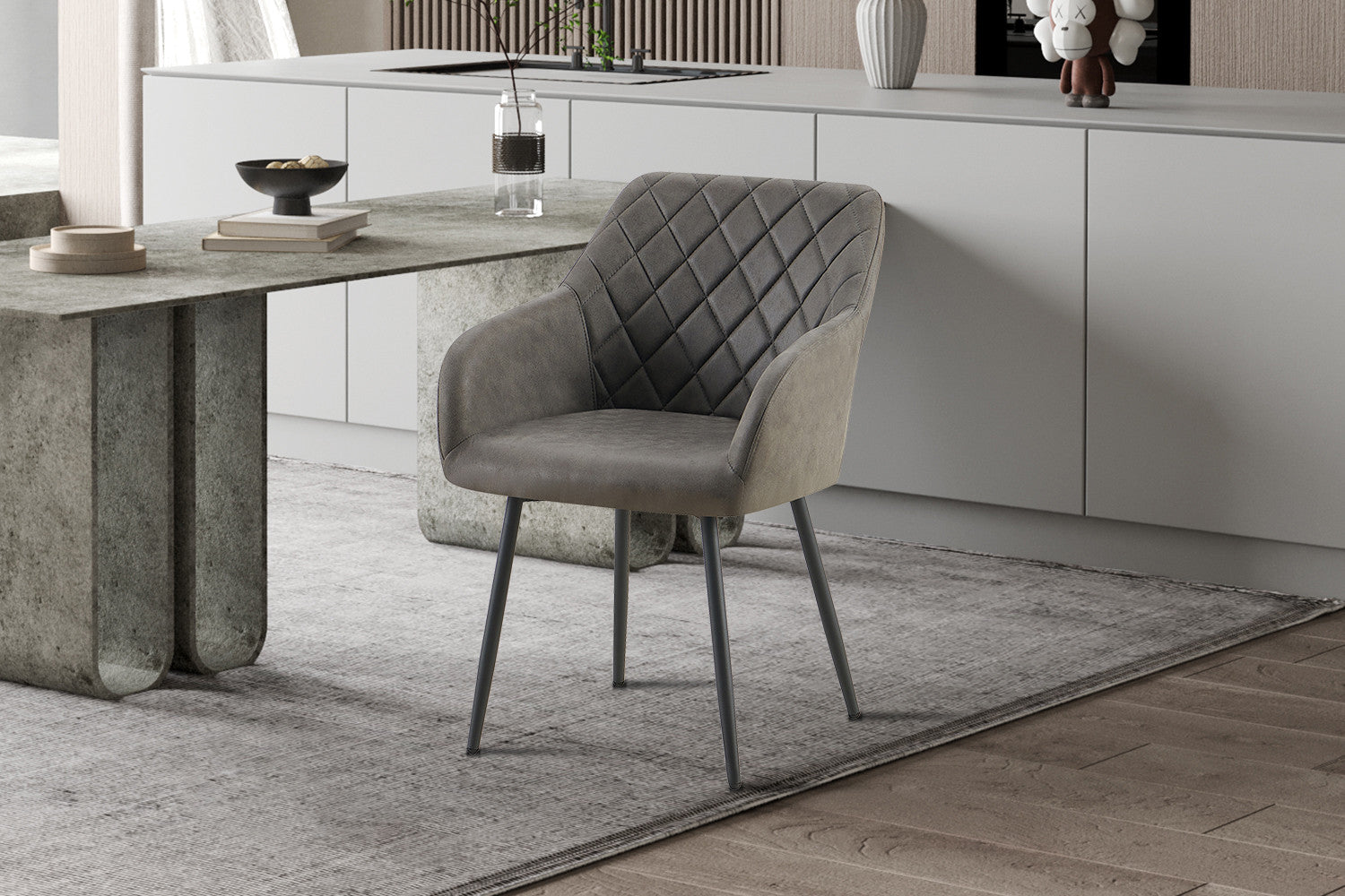 Rousseau - Chaise Peron Micro fibre PU Gris - 82x55,5x62 cm