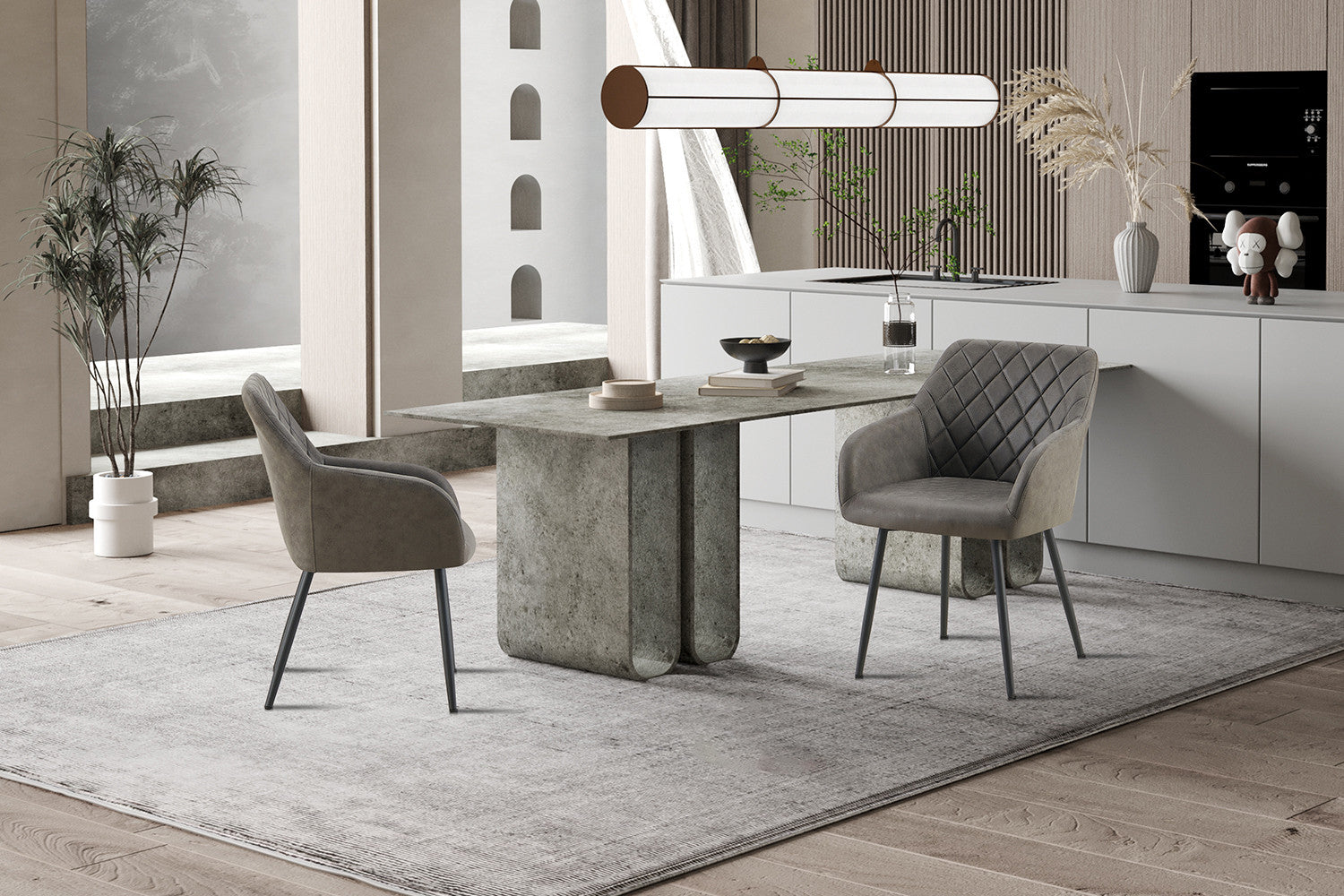 Rousseau - Stoel Peron Micro fiber PU Grijs - 82x55.5x62 cm
