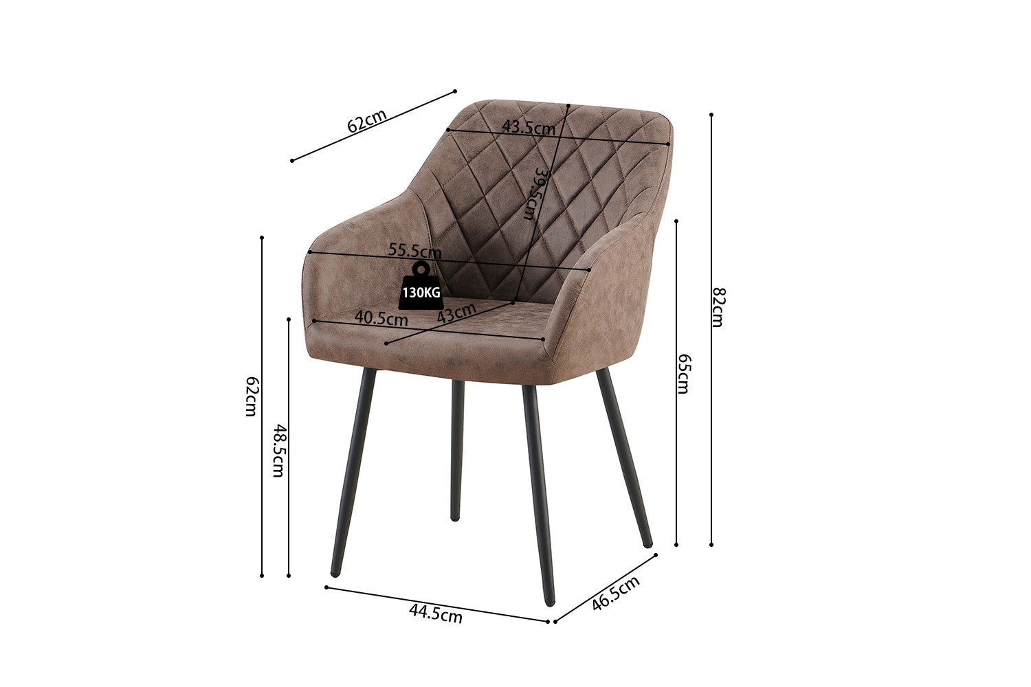 Rousseau - Stoel Peron Micro fiber PU Bruin - 82x55.5x62 cm