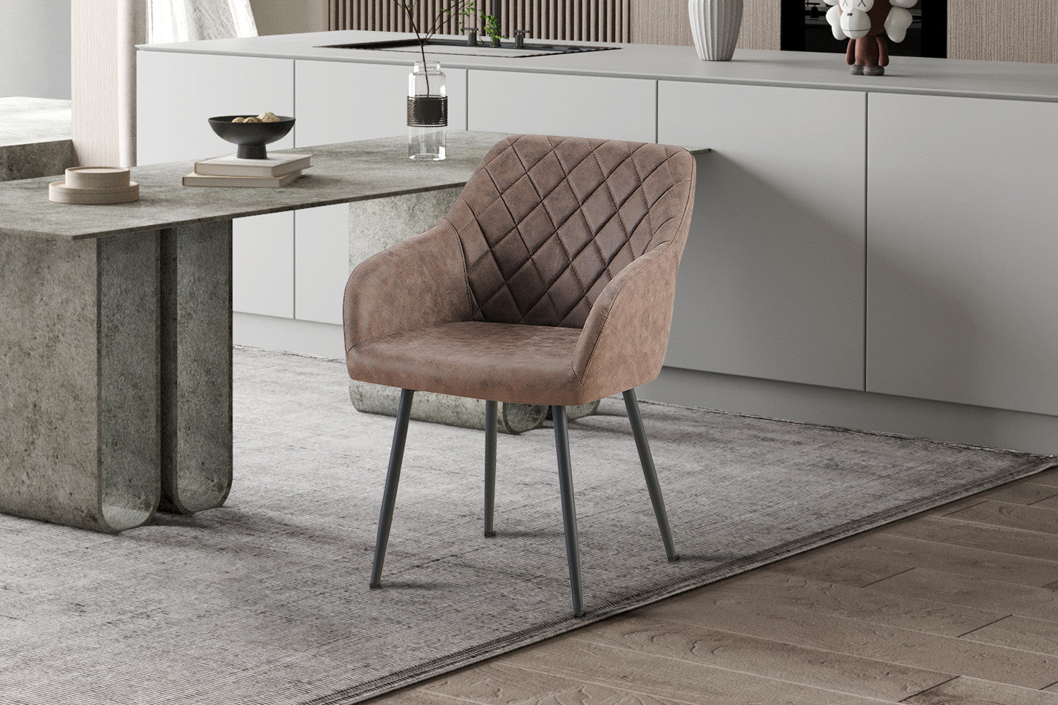 Rousseau - Chaise Peron Micro fibre PU Marron - 82x55,5x62 cm