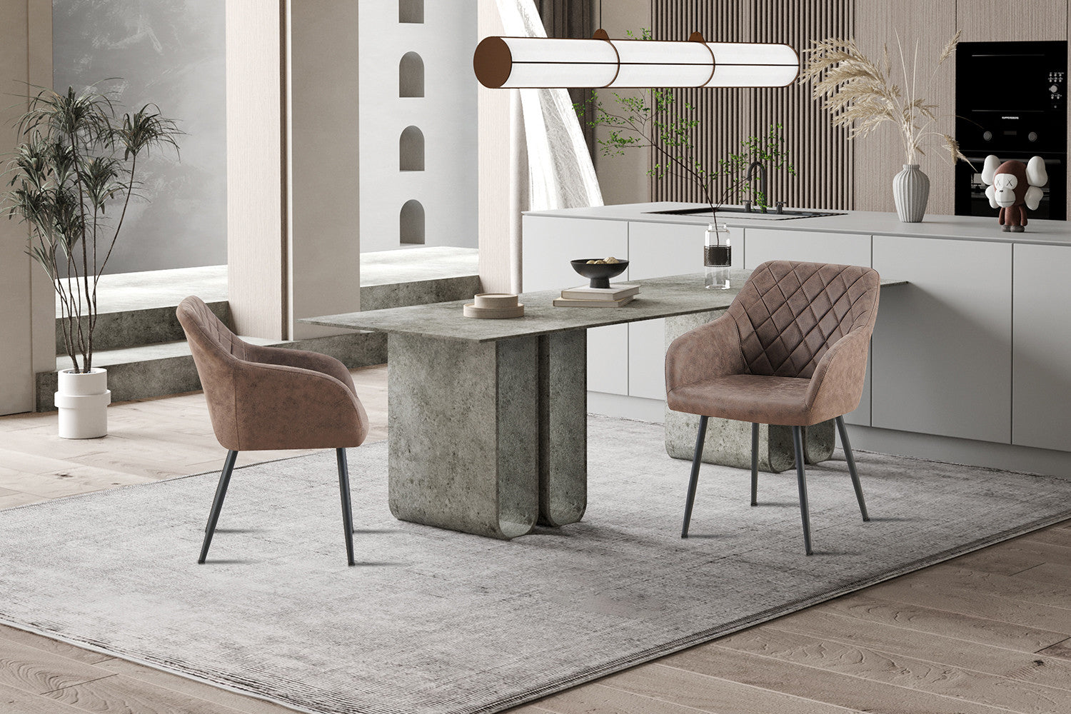 Rousseau - Stoel Peron Micro fiber PU Bruin - 82x55.5x62 cm