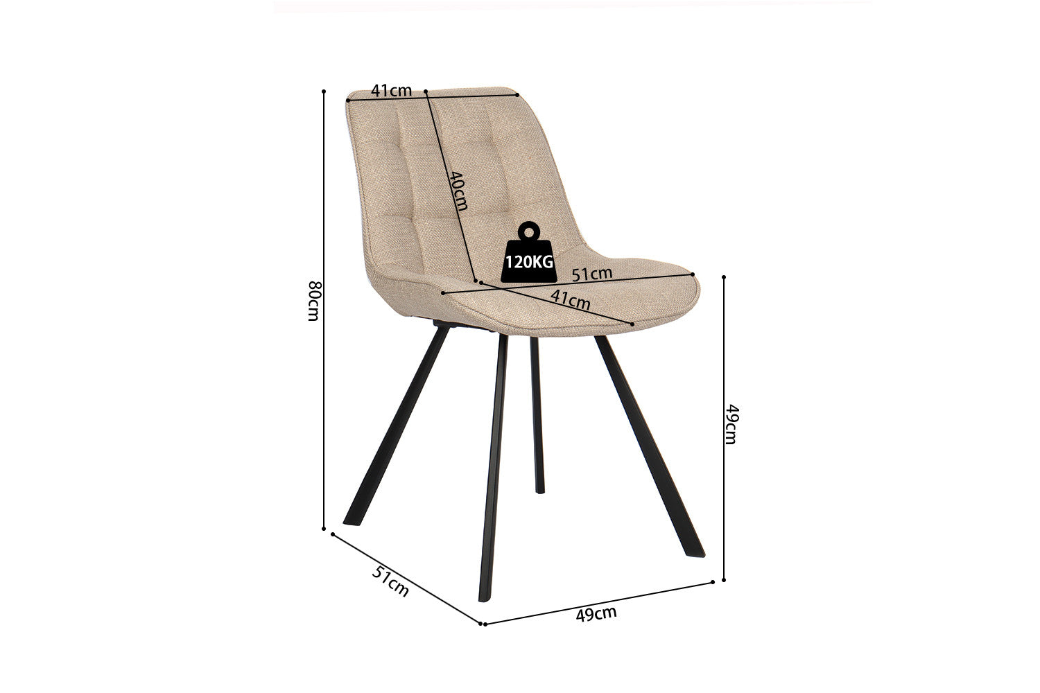 Rousseau - Stoel Ariba Stof Beige - 80x51x61 cm