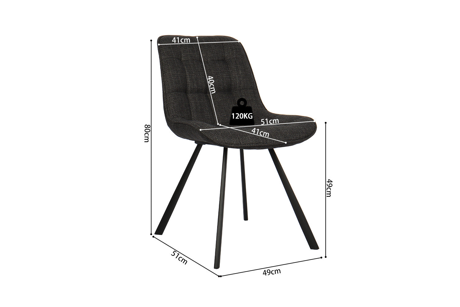 Rousseau - Stoel Ariba Stof Donkergrijs - 80x51x61 cm