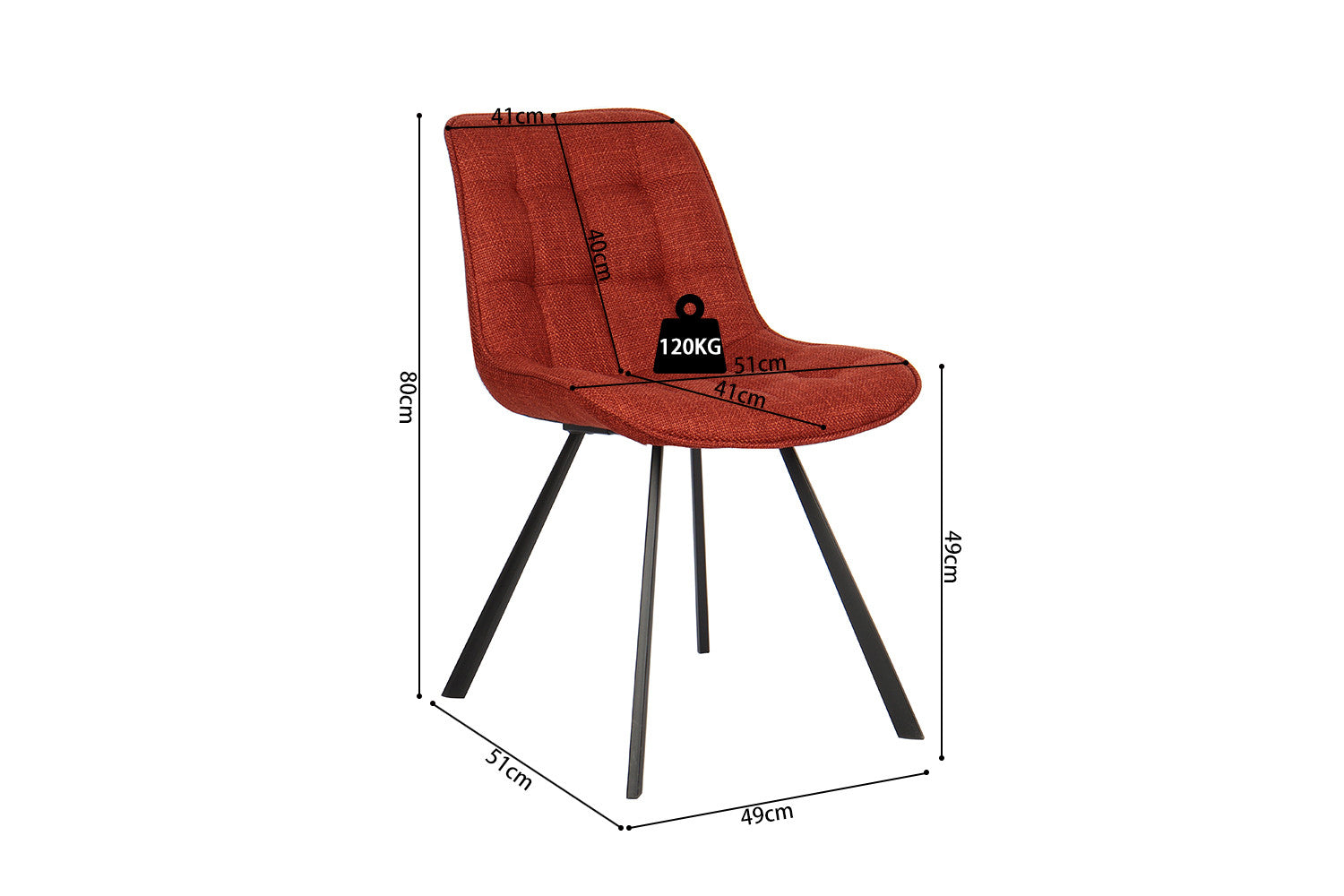 Rousseau - Chaise Ariba Tissu Rouge - 80x51x61 cm