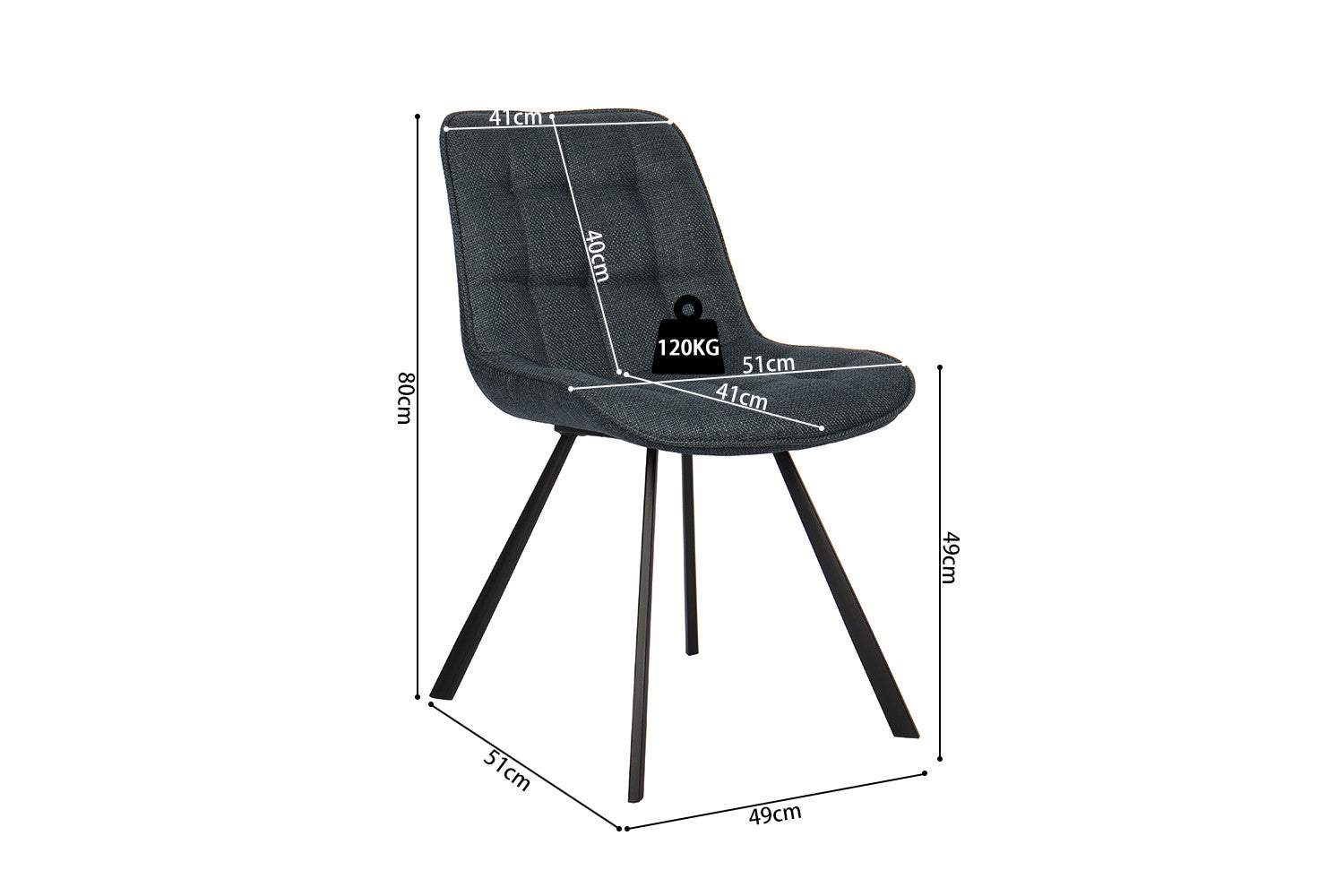 Rousseau - Stoel Ariba Stof Donkerblauw - 80x51x61 cm