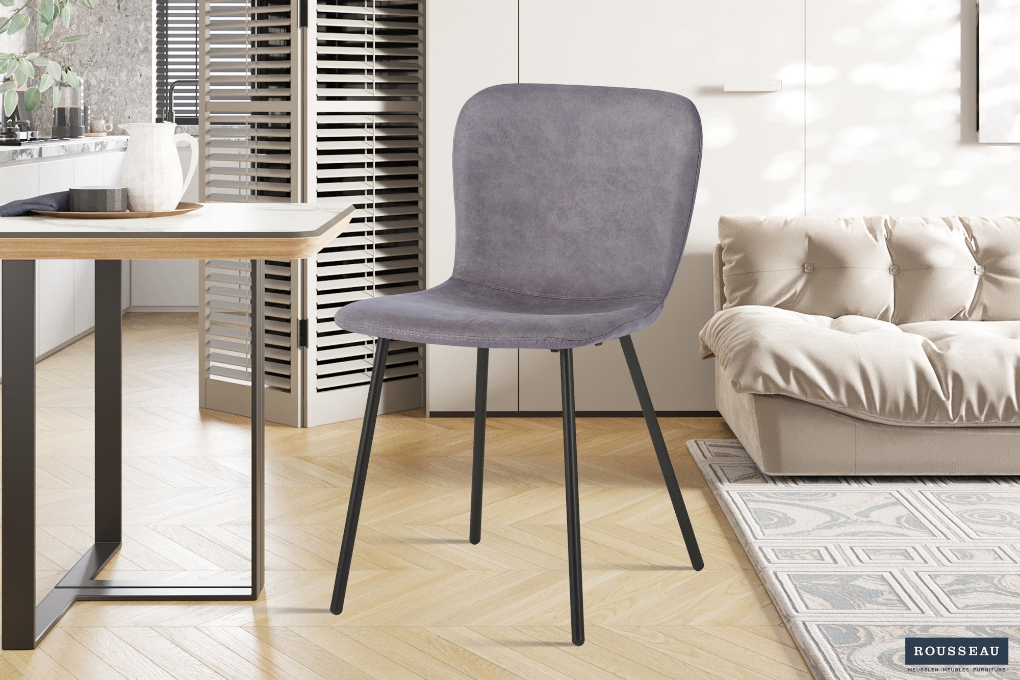 Rousseau - Chaise Susan PU Taupe - 77x45x52 cm