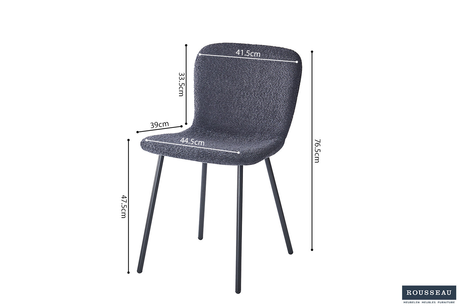 Rousseau - Stoel Susan Boucle - Donkergrijs - 77x45x52 cm