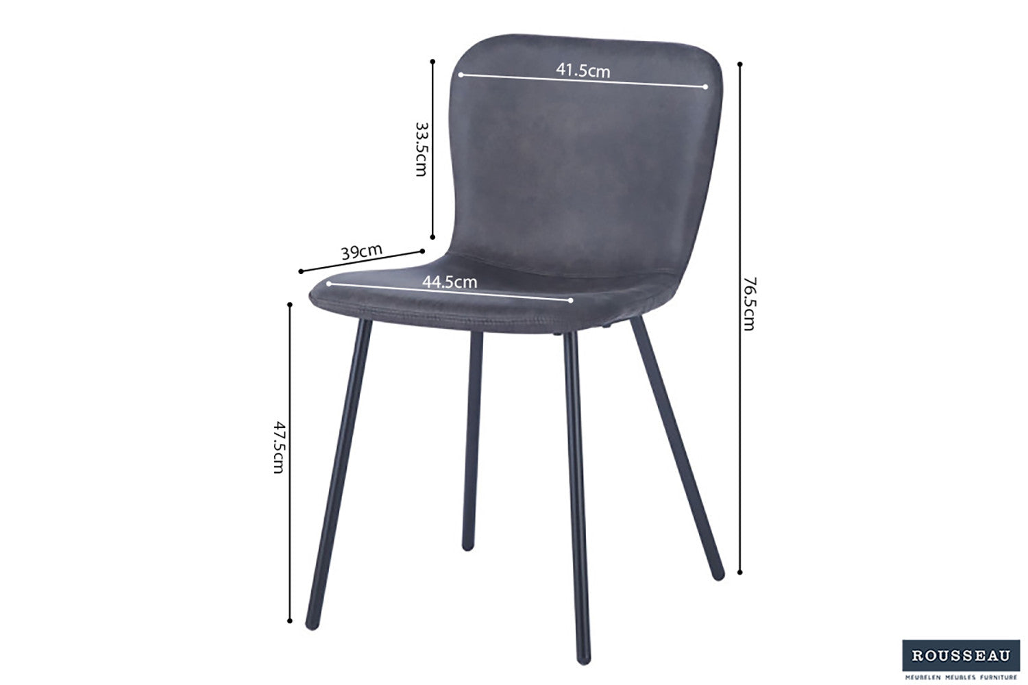 Rousseau - Stoel Susan PU Donkergrijs - 77x45x52 cm