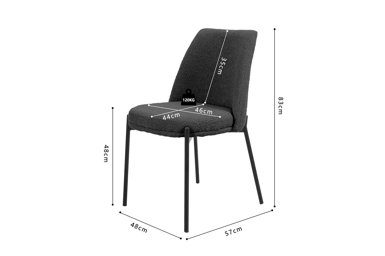 Rousseau - Stoel Ella Stof Grijs - 83x48x57 cm