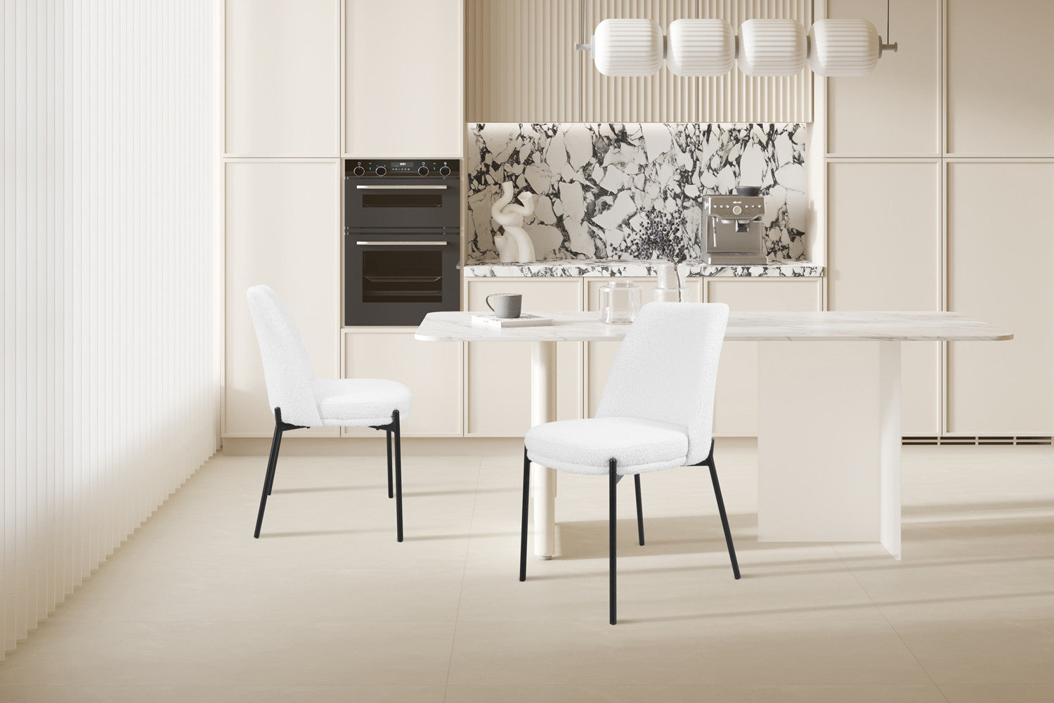 Rousseau - Chaise Ella Tissu Blanc - 83x48x57 cm