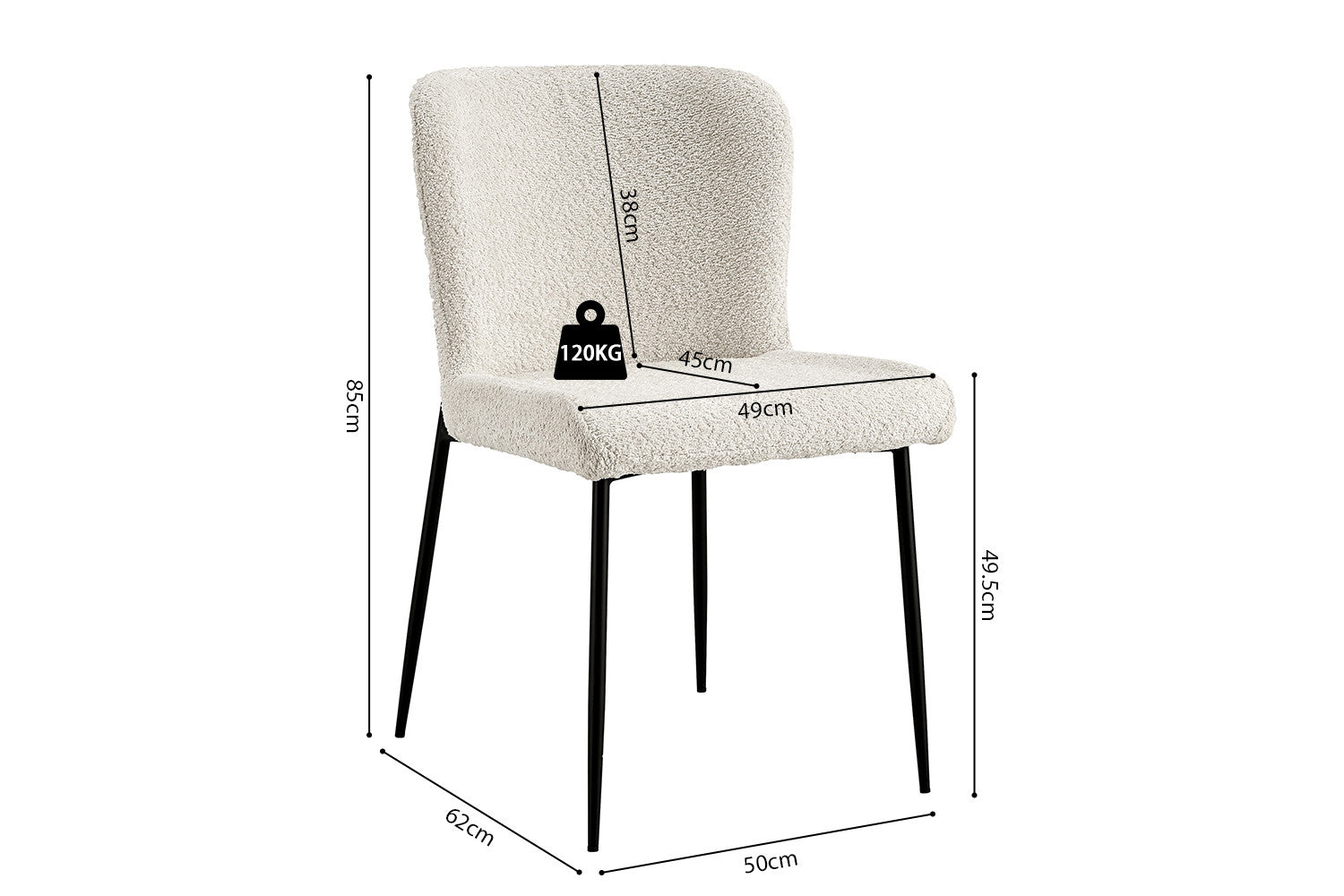 Rousseau - Stoel Lisa Boucle - Ecru - 85x50x62 cm
