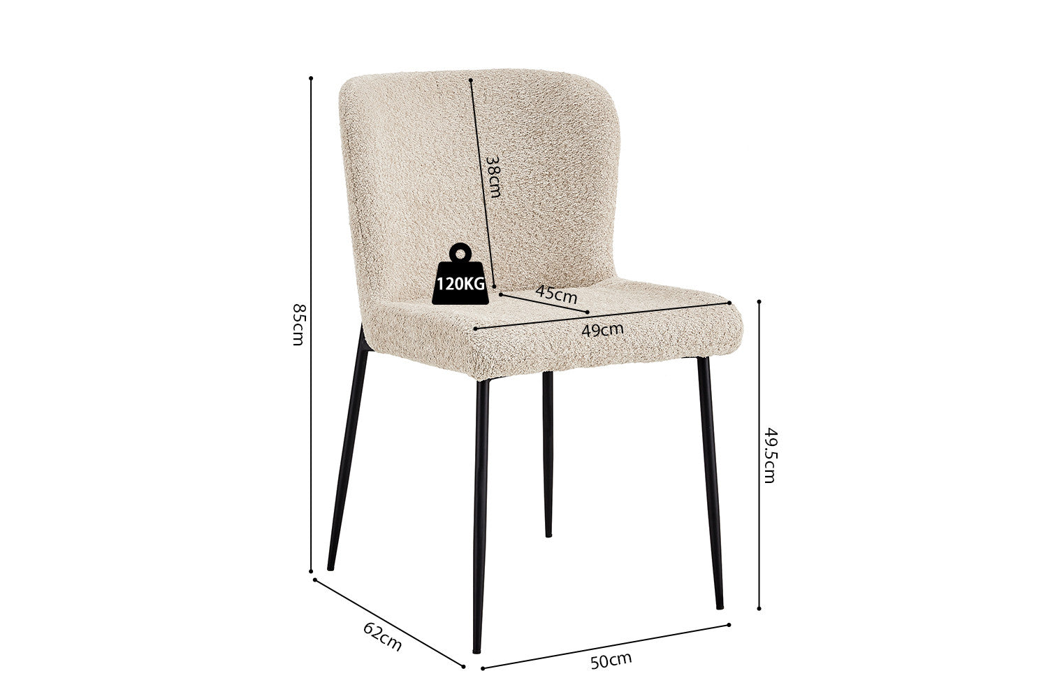 Rousseau - Stoel Lisa Boucle - Beige - 85x50x62 cm