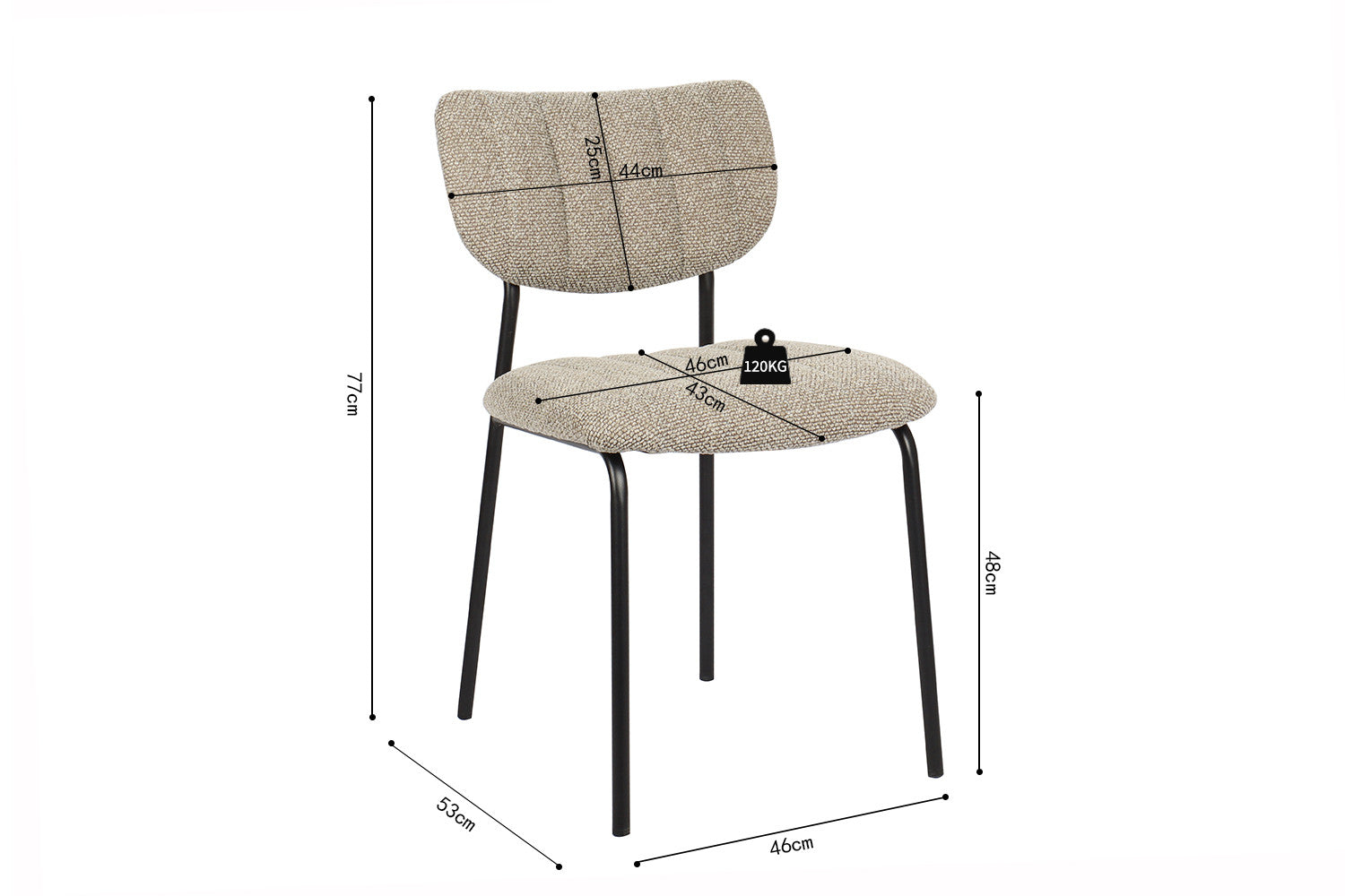 Rousseau - Stoel Antura Stof Bruin - 77x46x53 cm
