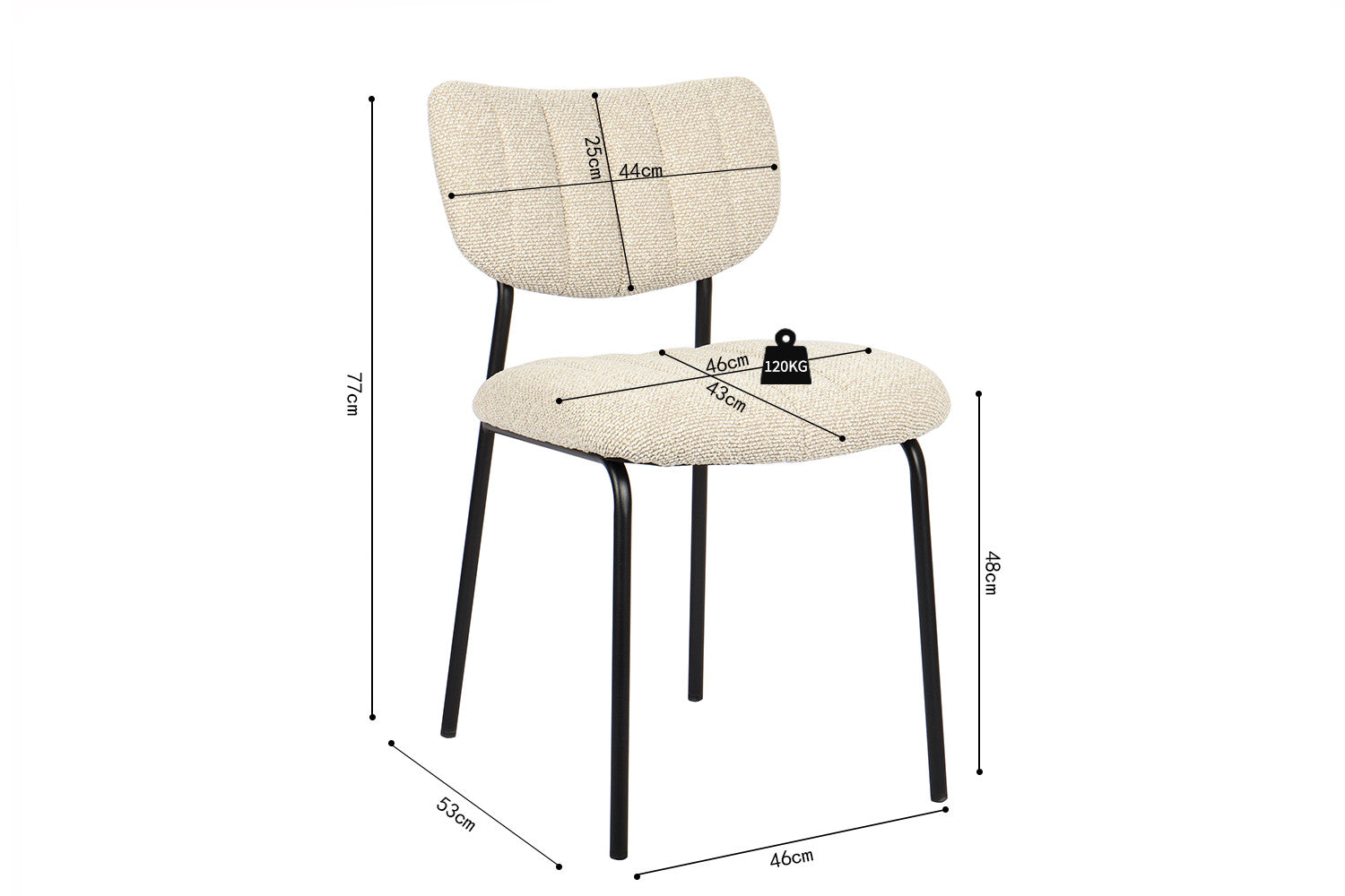 Rousseau - Stoel Antura Stof Beige - 77x46x53 cm