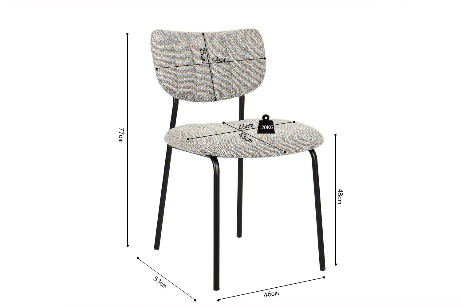 Rousseau - Stoel Antura Stof Lichtgrijs - 77x46x53 cm
