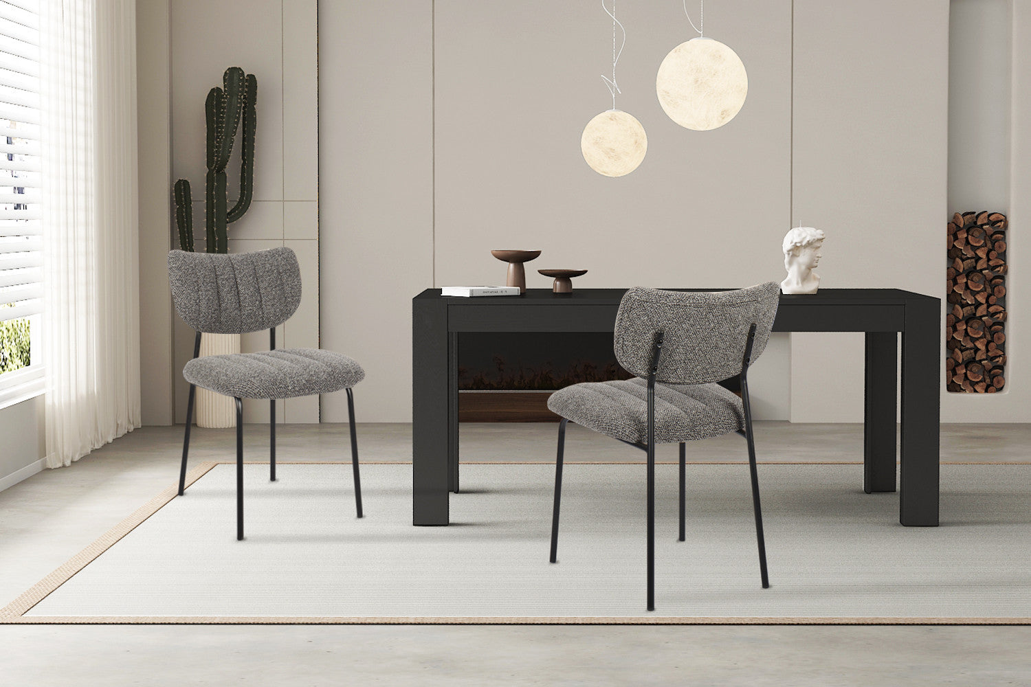Rousseau - Chaise Antura Tissu Gris Foncé - 77x46x53 cm