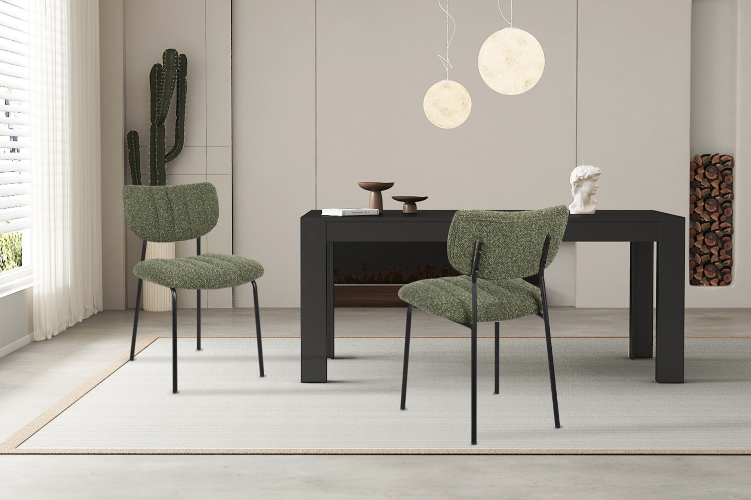 Rousseau - Chaise Antura Tissu Vert - 77x46x53 cm