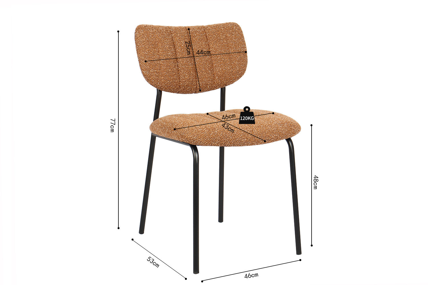 Rousseau - Stoel Antura Stof Oranje - 77x46x53 cm