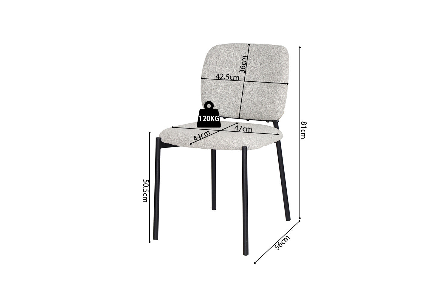 Rousseau - Stoel Sophia Stof Beige - 81x47x56 cm