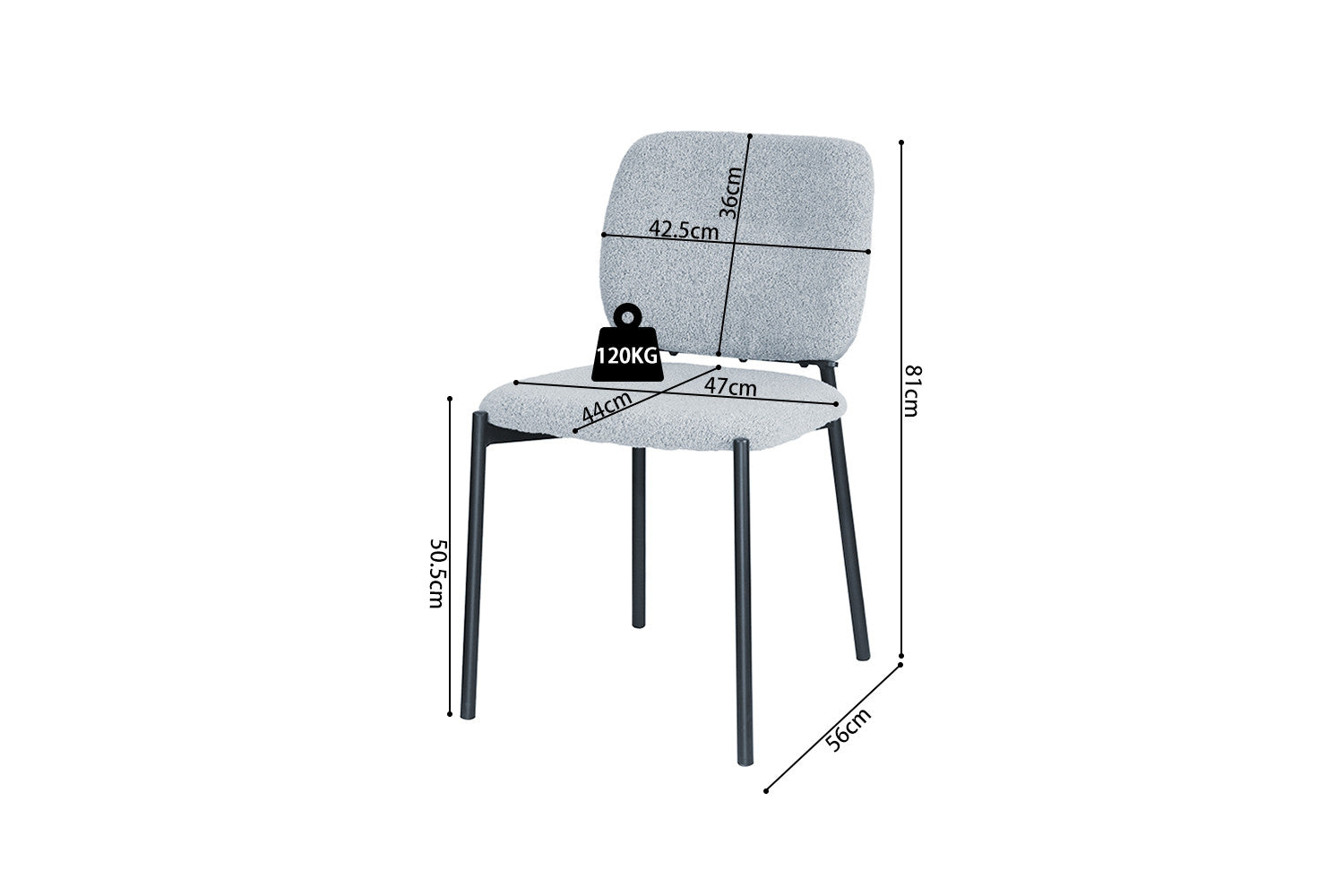 Rousseau - Stoel Sophia Stof Lichtgrijs - 81x47x56 cm