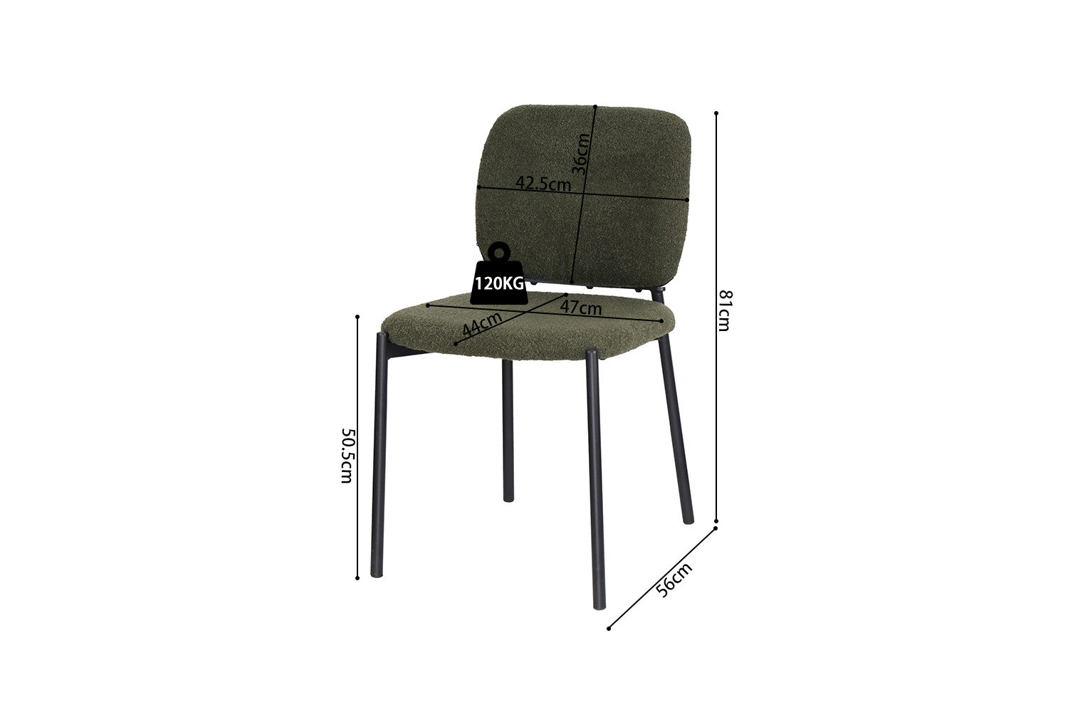 Rousseau - Stoel Sophia Stof Groen - 81x47x56 cm