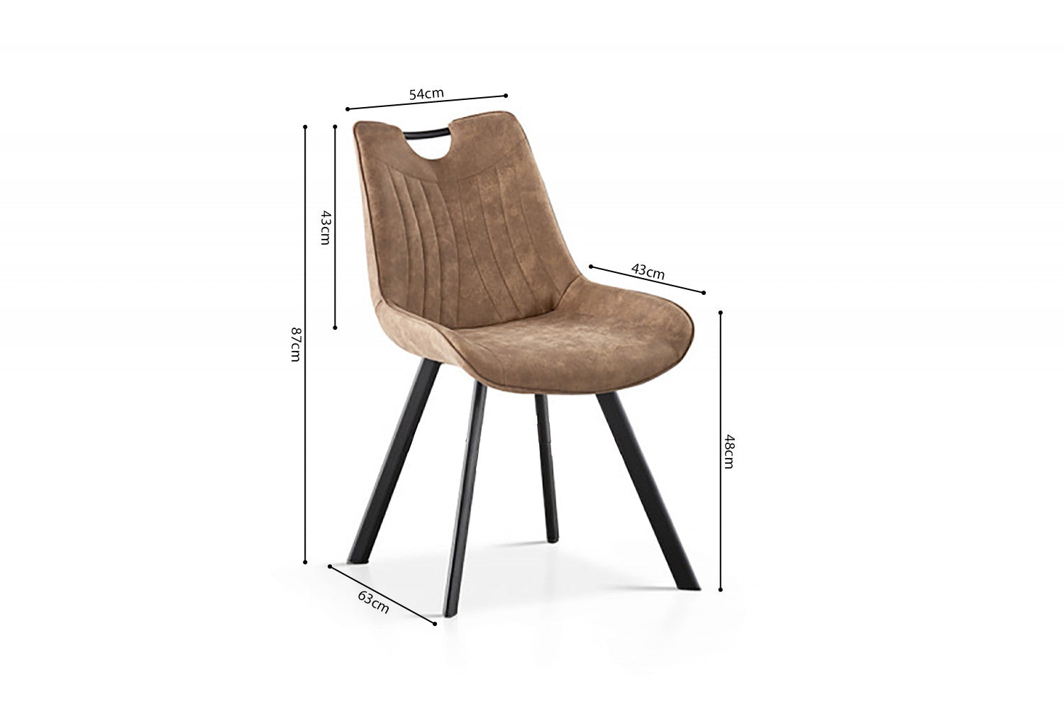 Rousseau - Stoel Pablo Micro fiber PU Donker bruin - 87x54x63 cm