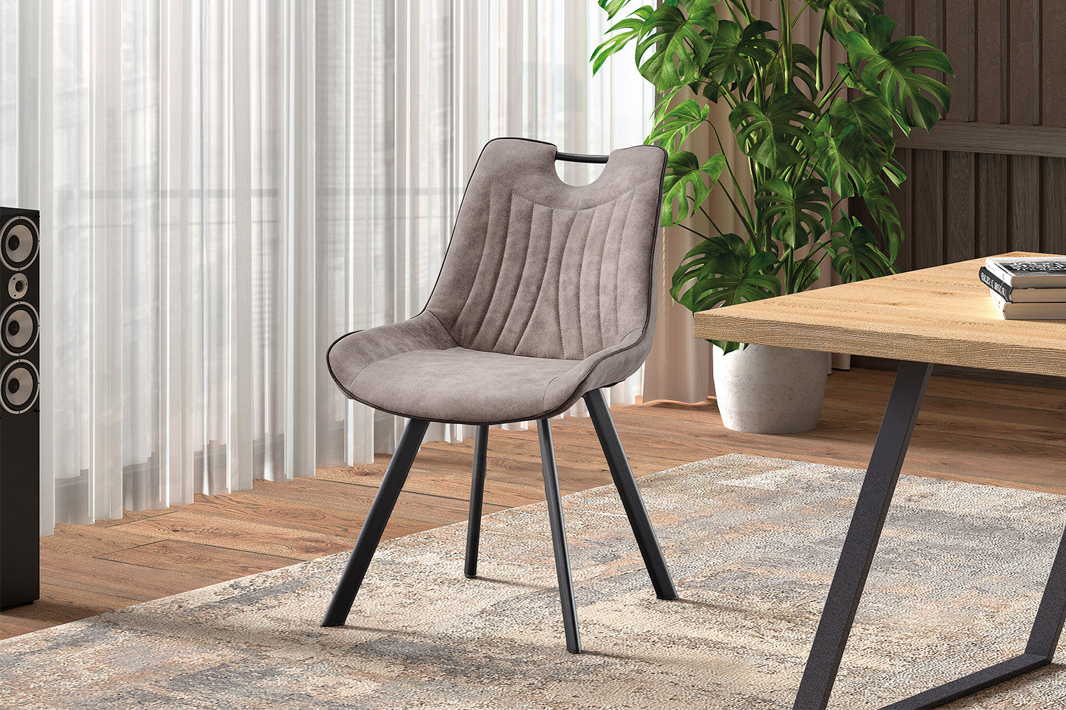 Rousseau - Chaise Pablo Micro fibre PU Gris - 87x54x63 cm