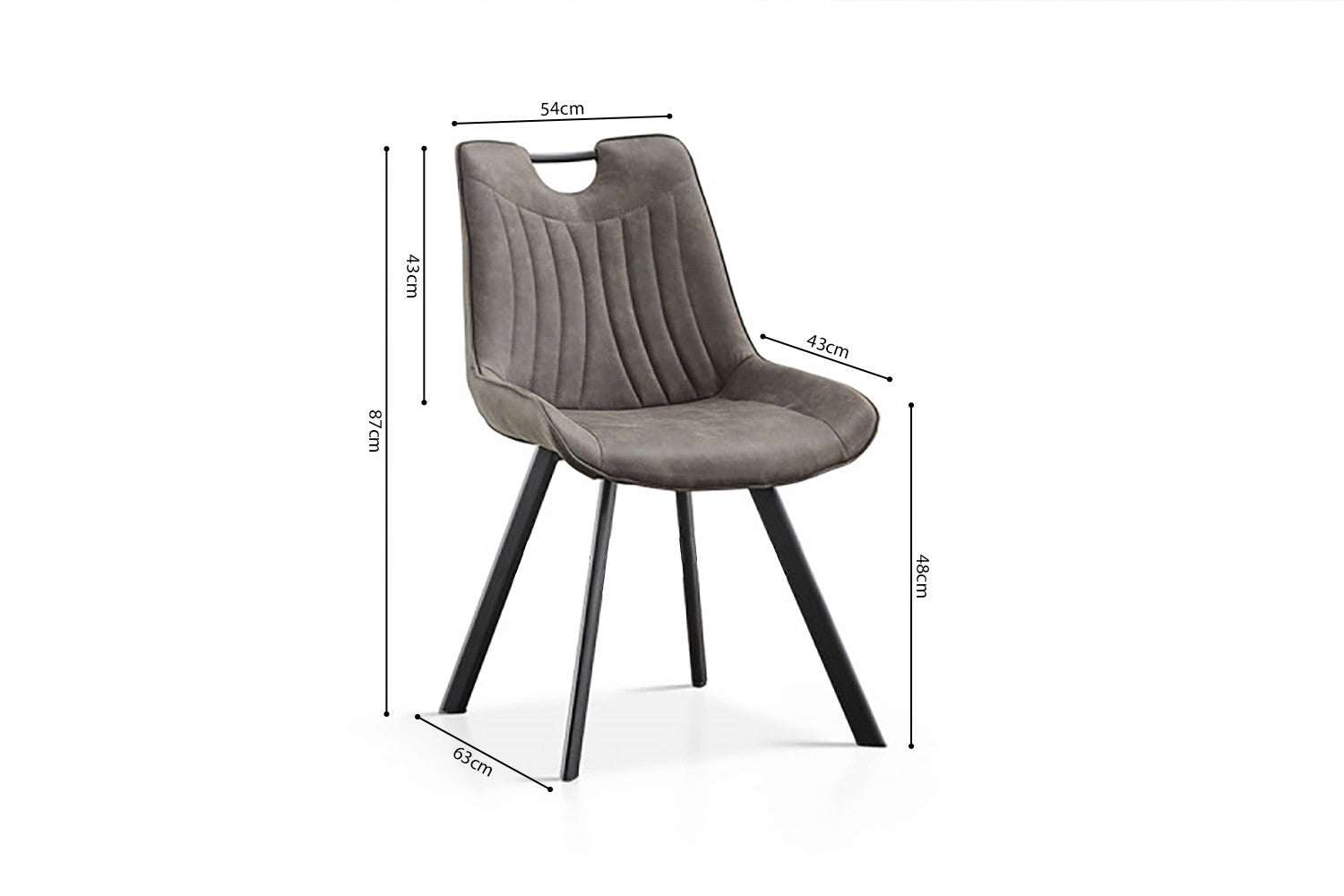 Rousseau - Stoel Pablo Micro fiber PU Donkergrijs - 87x54x63 cm