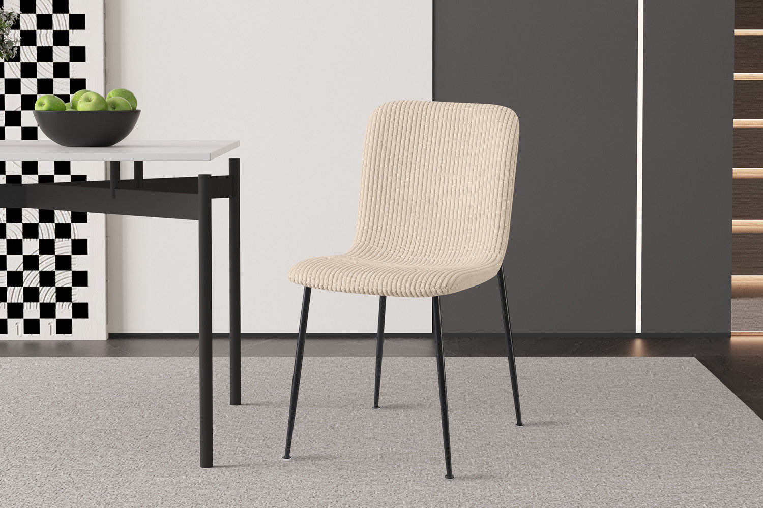 Rousseau - Chaise Alice Velours Côtelé Beige - 81,5x42x57 cm