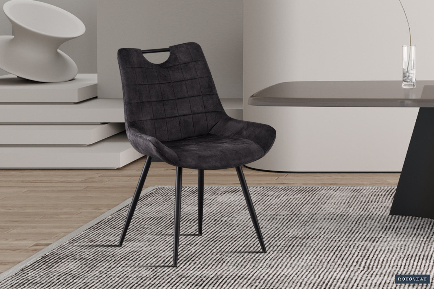 Rousseau - Stoel Nina Fluweel Grijs - 84x56x62.5 cm