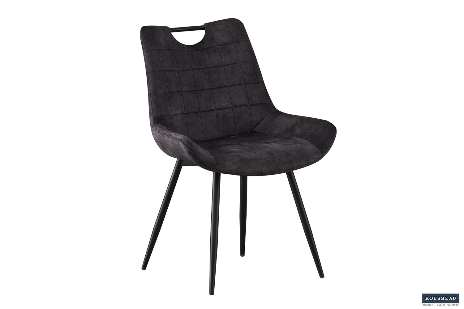Rousseau - Chaise Nina Velours Gris - 84x56x62,5 cm
