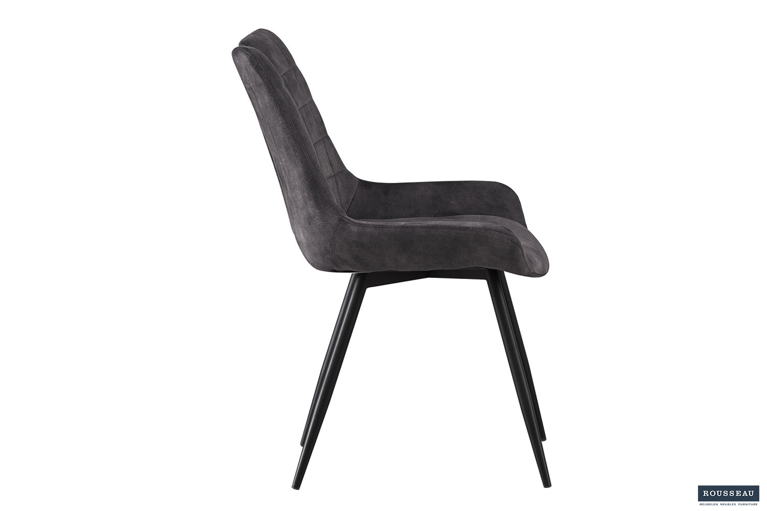 Rousseau - Chaise Nina Velours Gris - 84x56x62,5 cm