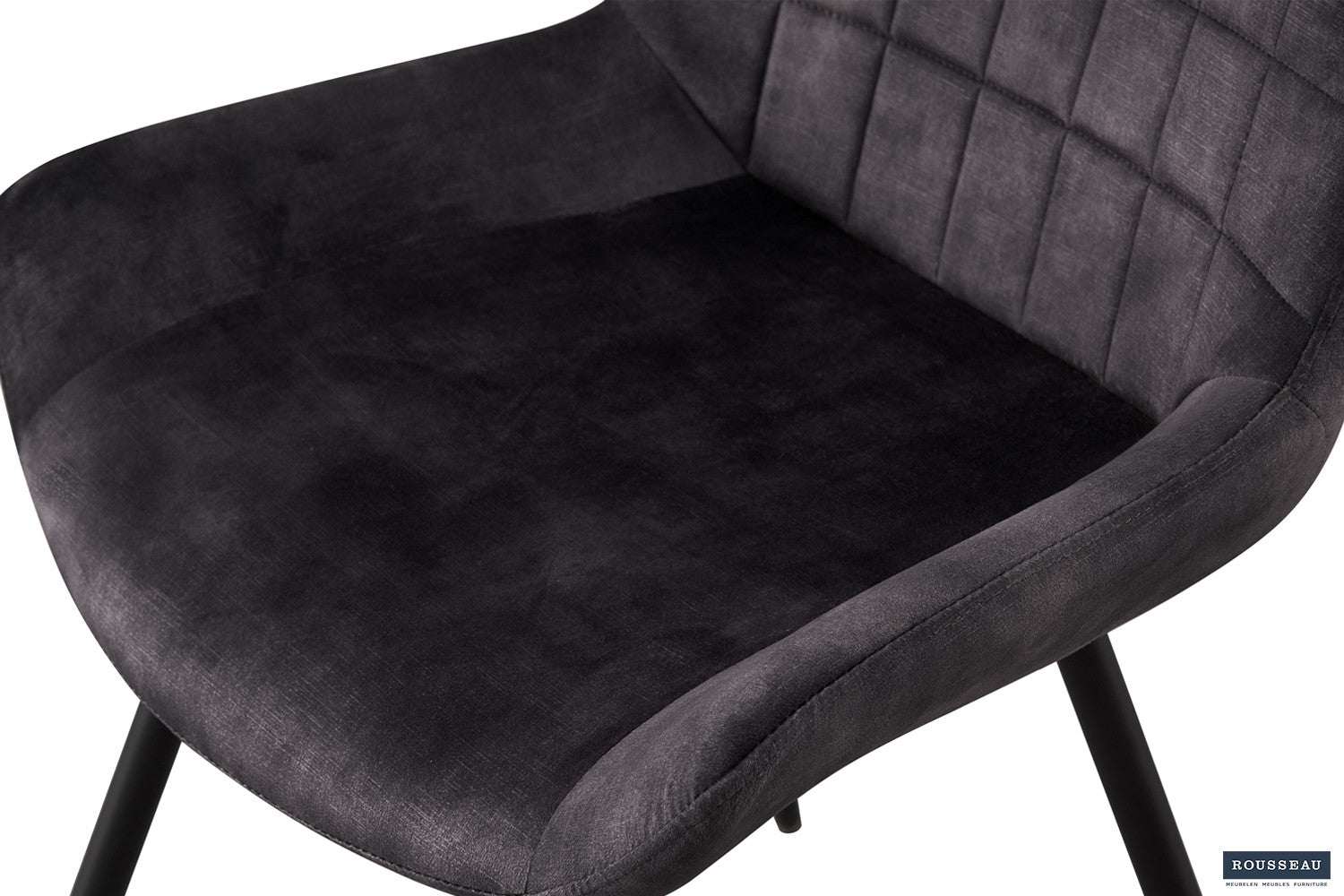Rousseau - Chaise Nina Velours Gris - 84x56x62,5 cm