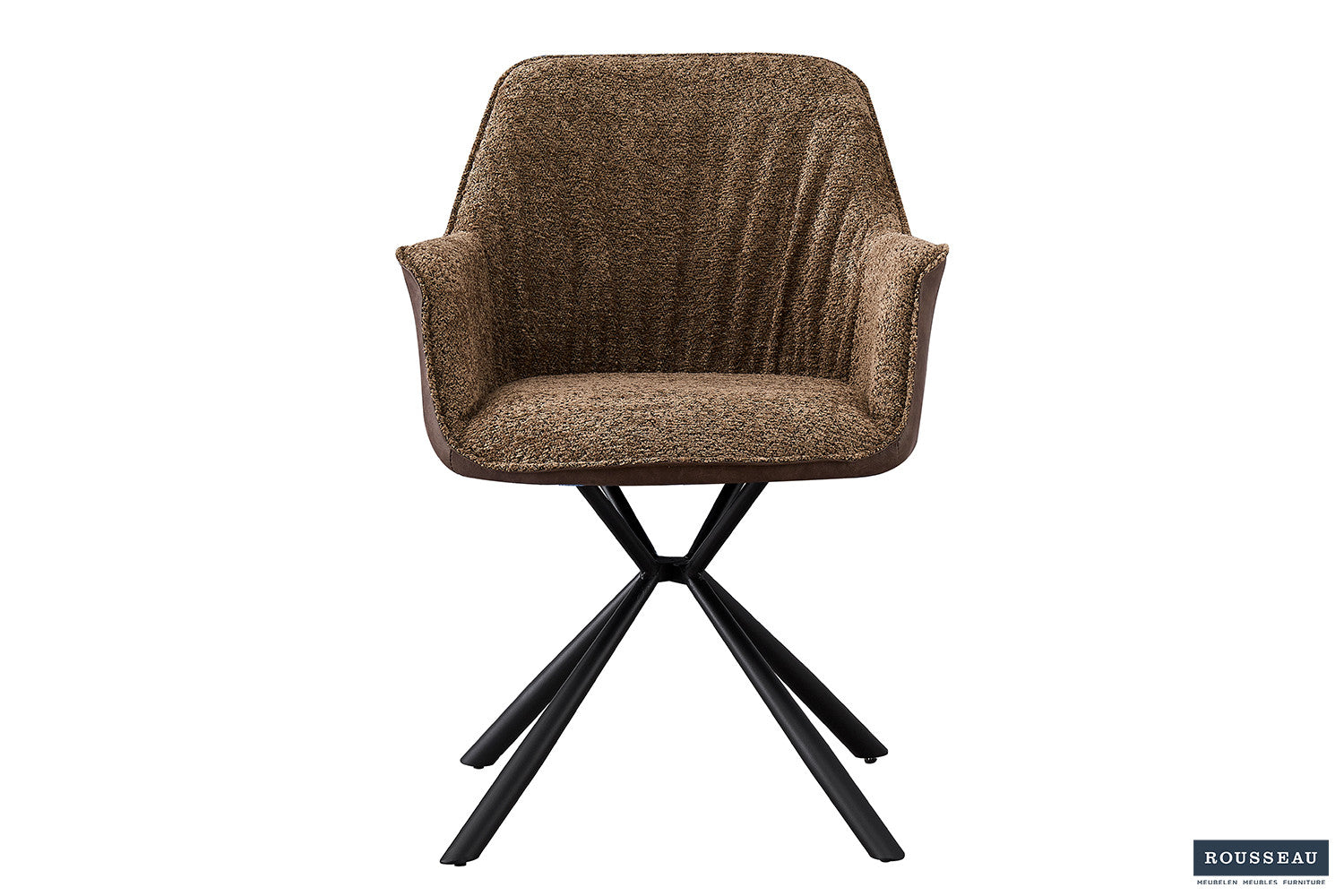 Rousseau - Stoel Lucie Boucle - Zand Rug PU Bruin - 82.5x62x63 cm