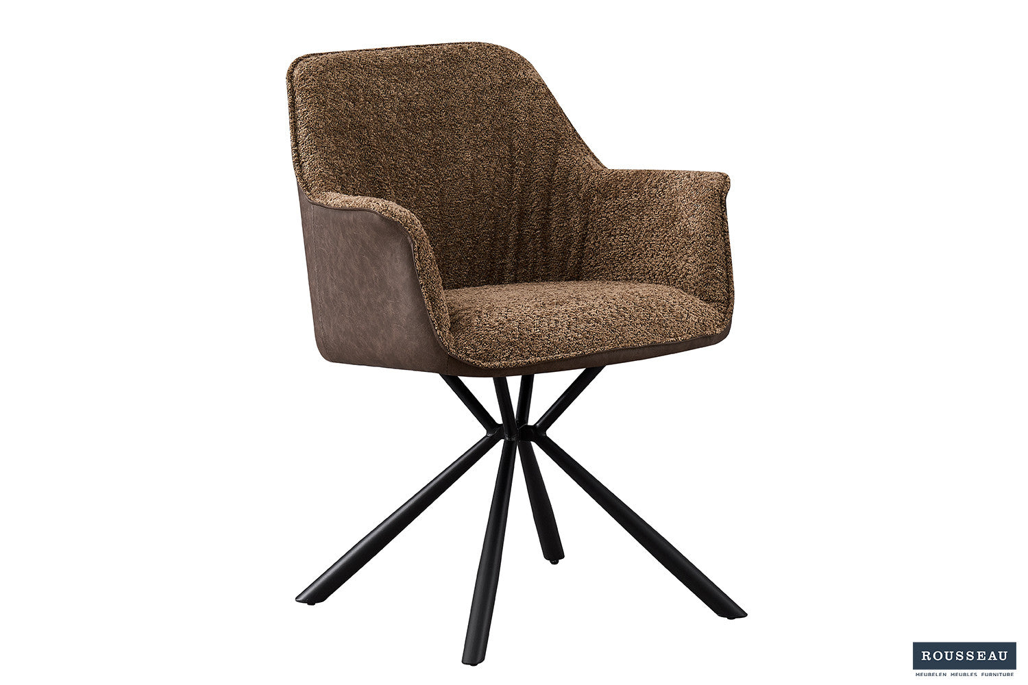 Rousseau - Stoel Lucie Boucle - Zand Rug PU Bruin - 82.5x62x63 cm