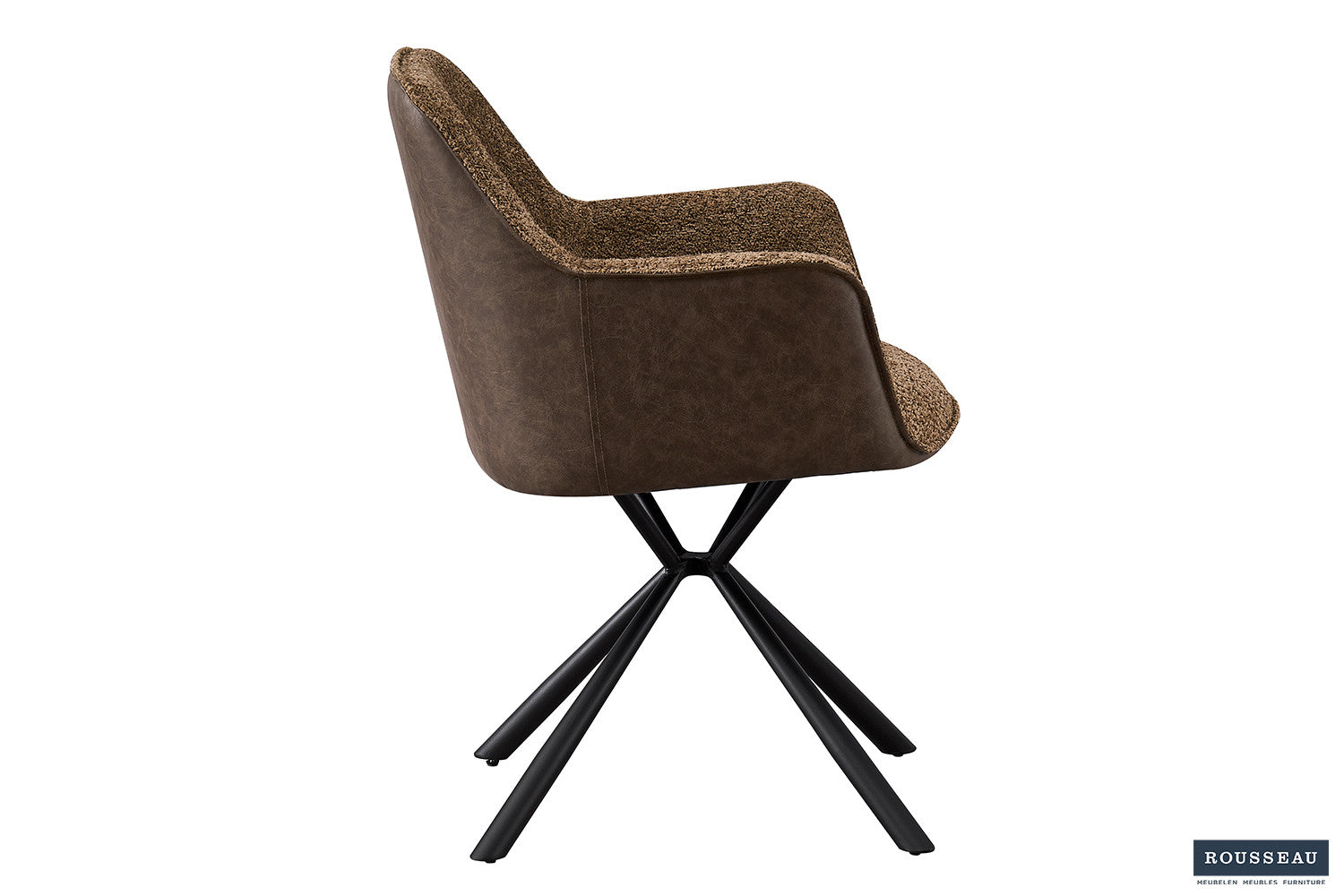 Rousseau - Stoel Lucie Boucle - Zand Rug PU Bruin - 82.5x62x63 cm