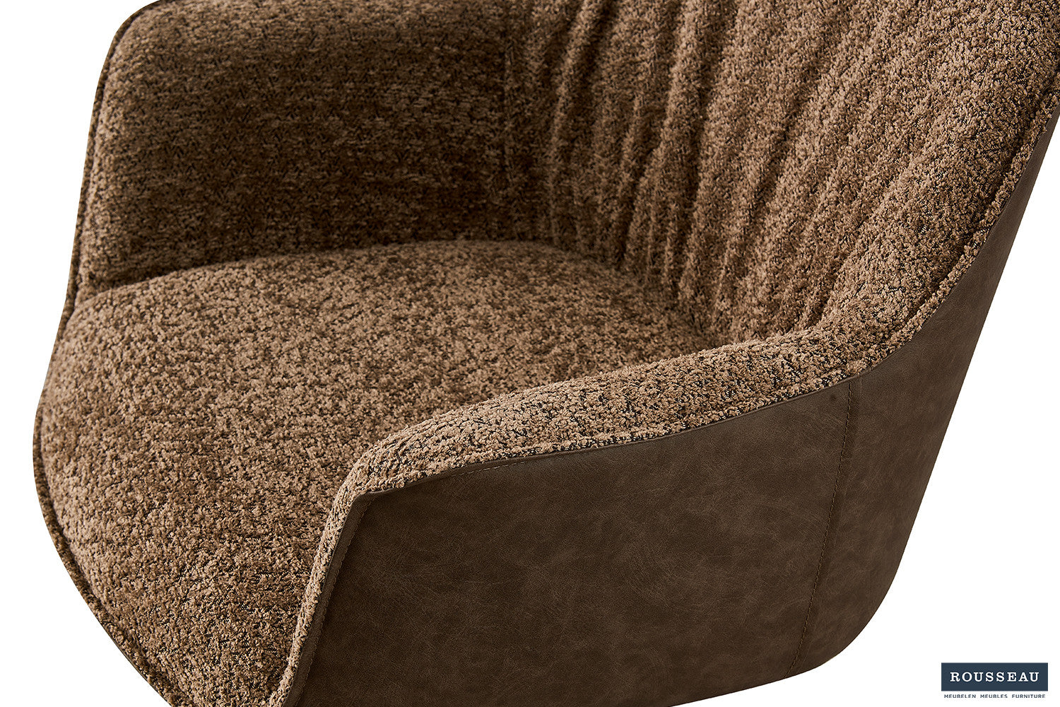 Rousseau - Stoel Lucie Boucle - Zand Rug PU Bruin - 82.5x62x63 cm