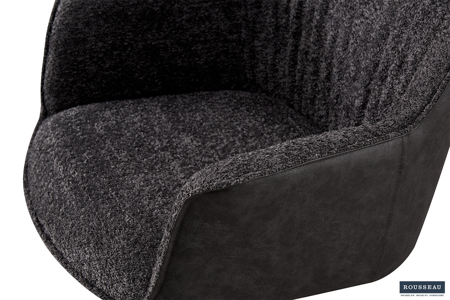 Rousseau - Stoel Lucie Boucle - Grijs Rug PU Lichtgrijs - 82.5x62x63 cm
