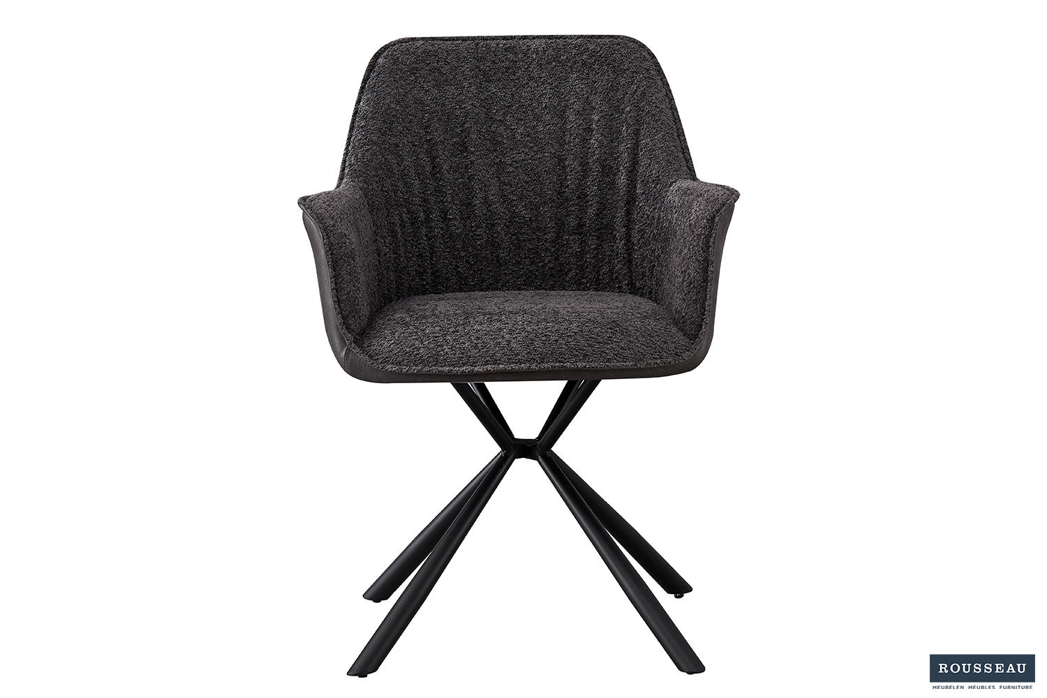 Rousseau - Stoel Lucie Boucle - Grijs Rug PU Lichtgrijs - 82.5x62x63 cm