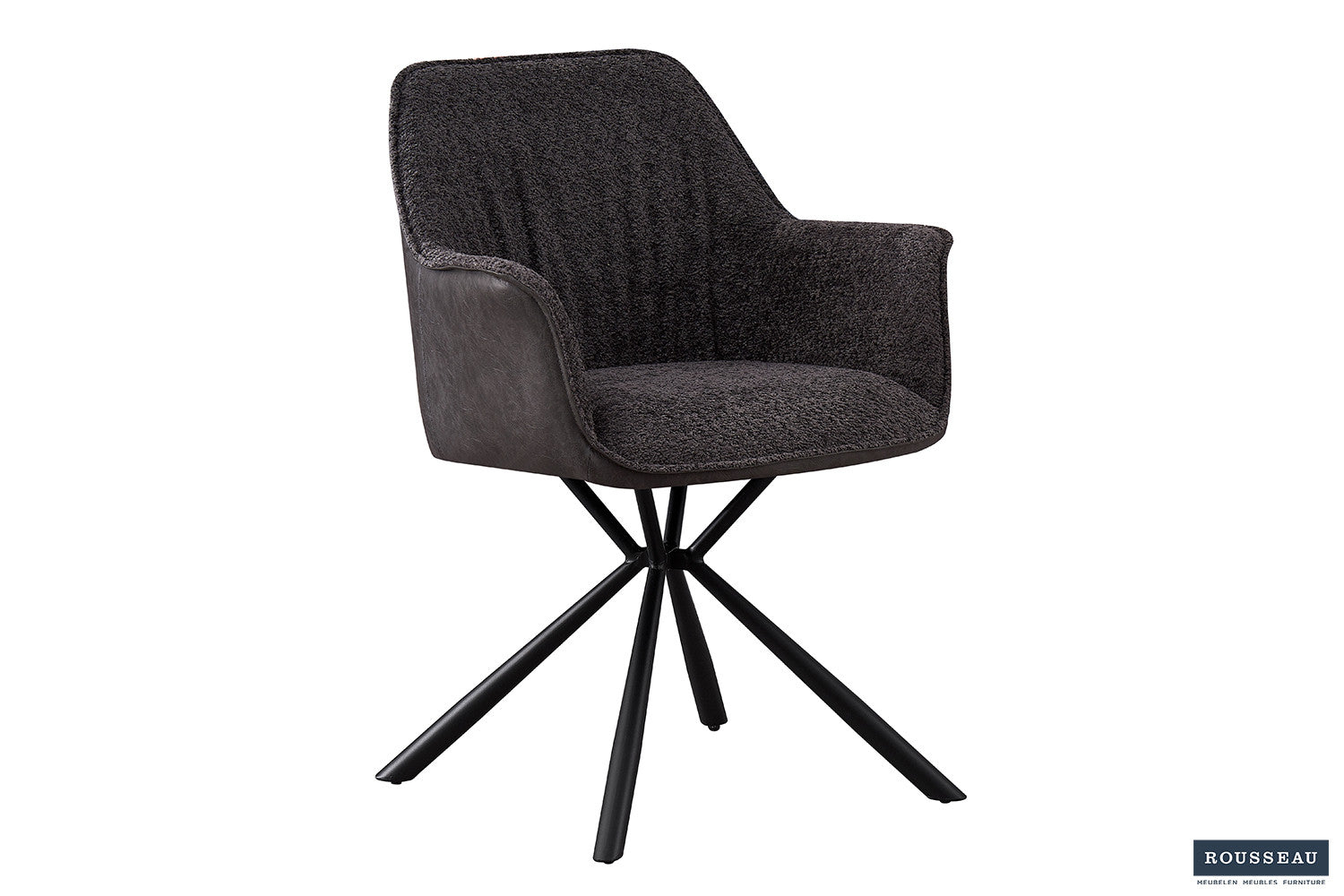 Rousseau - Stoel Lucie Boucle - Grijs Rug PU Lichtgrijs - 82.5x62x63 cm