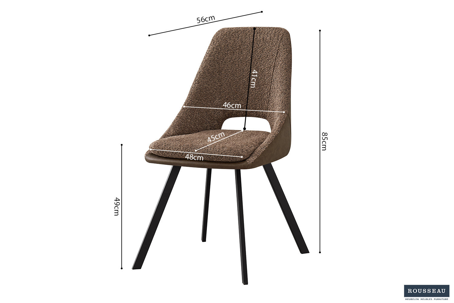 Rousseau - Stoel Filou Boucle - Zand Rug PU Bruin - 85x48x56 cm
